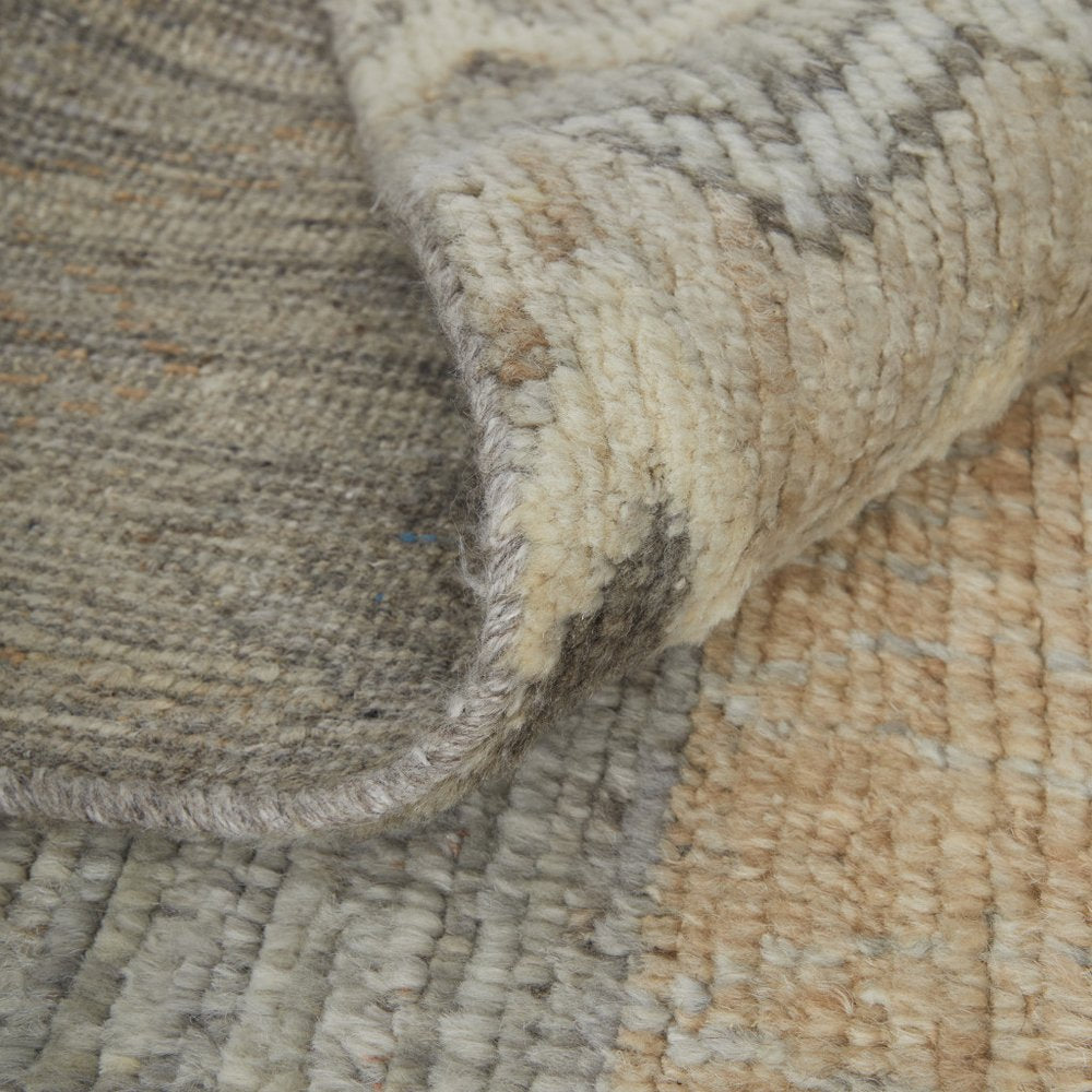 9' X 13' Ivory Gray and Orange Wool Moroccan Hand Knotted Area Rug