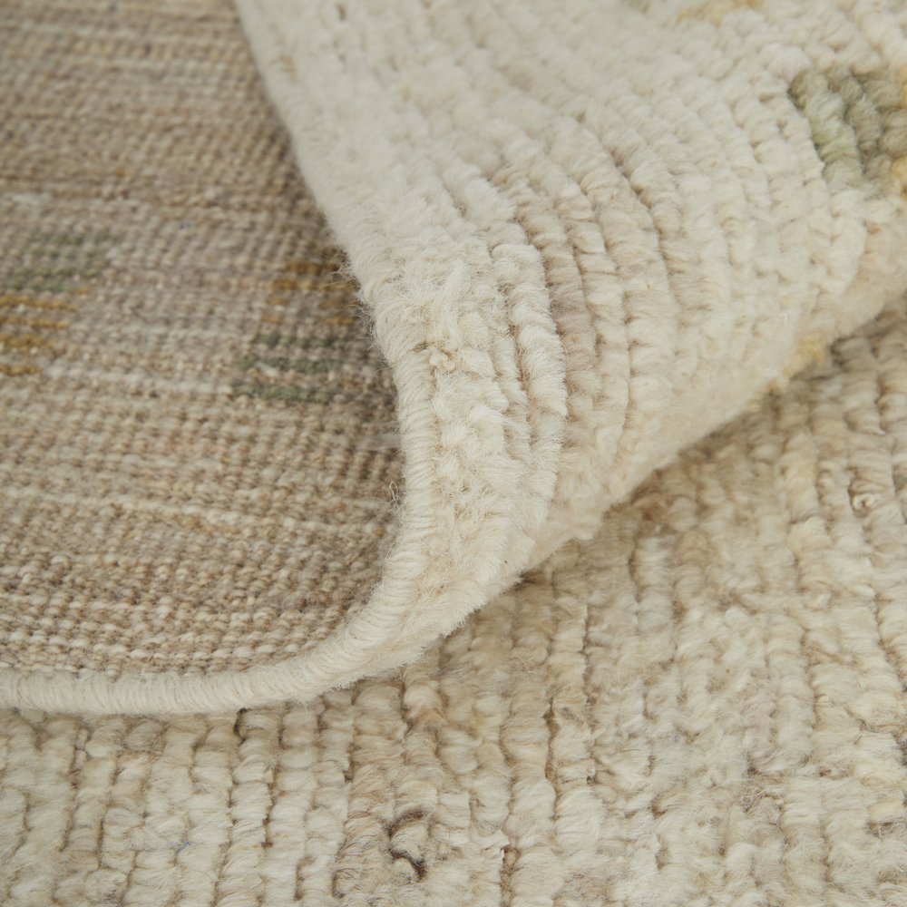 9' X 13' Gray Tan and Green Wool Abstract Hand Knotted Area Rug