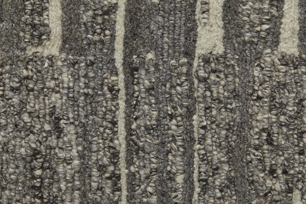 9' X 13' Gray Ivory and Taupe Abstract Hand Woven Area Rug
