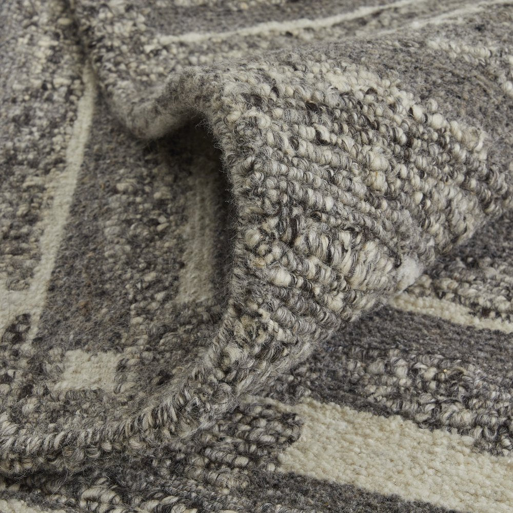 9' X 13' Gray Ivory and Taupe Abstract Hand Woven Area Rug