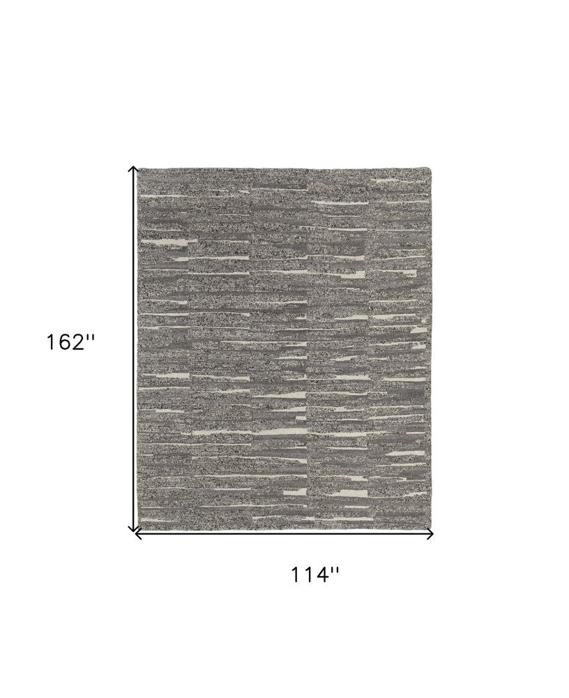 9' X 13' Gray Ivory and Taupe Abstract Hand Woven Area Rug