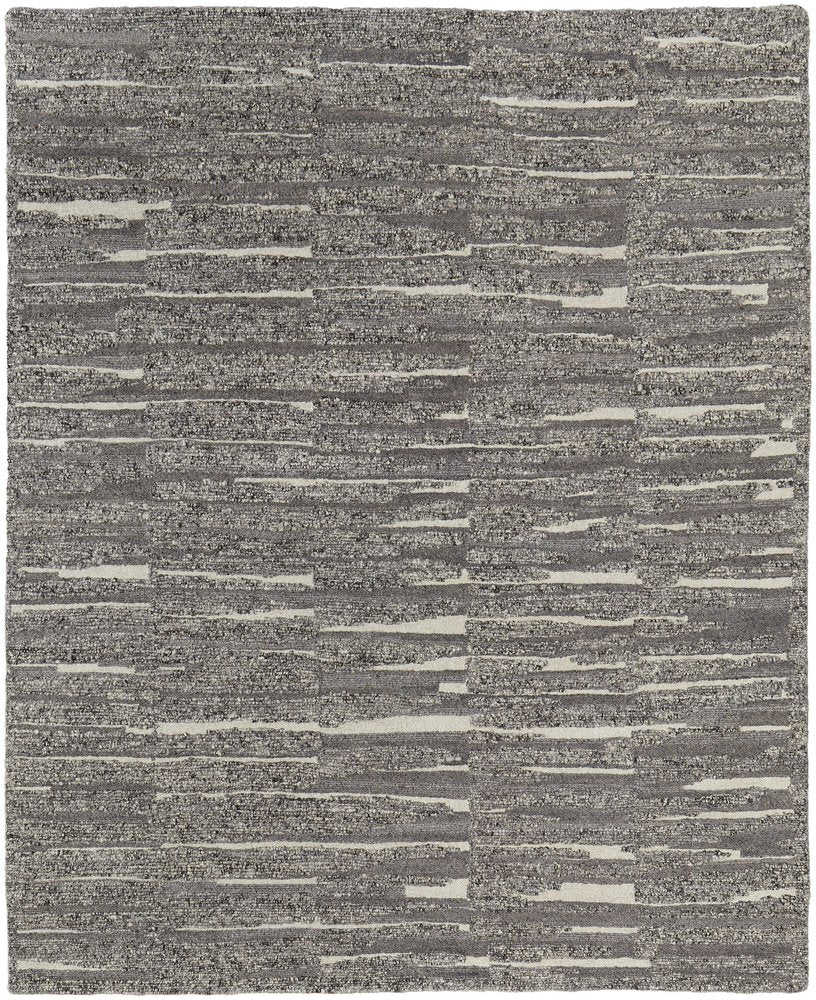 9' X 13' Gray Ivory and Taupe Abstract Hand Woven Area Rug