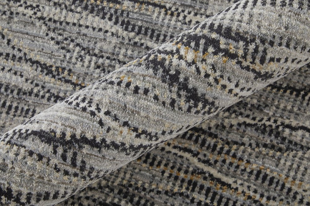 9' X 13' Gray Ivory and Tan Abstract Power Loom Area Rug