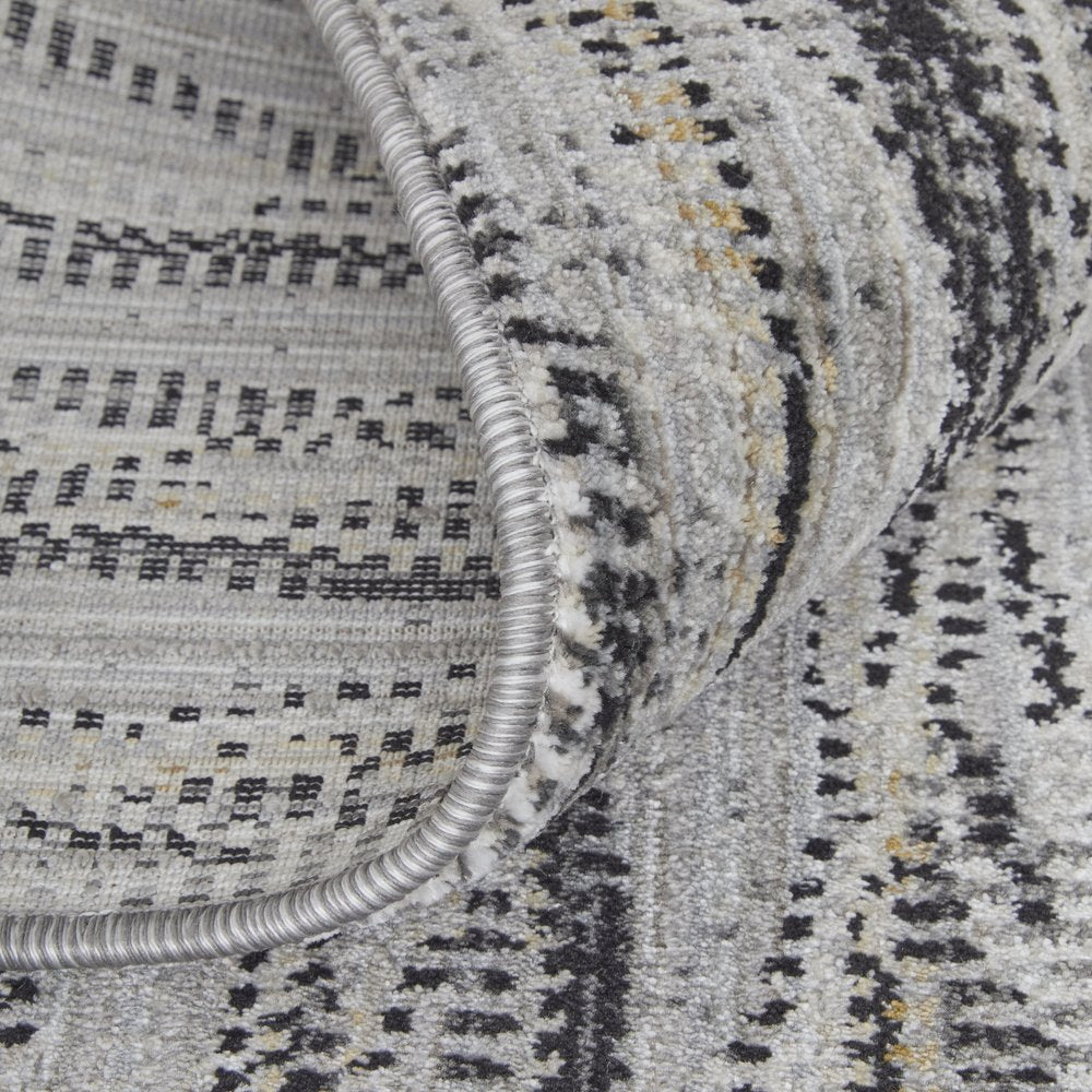 9' X 13' Gray Ivory and Tan Abstract Power Loom Area Rug