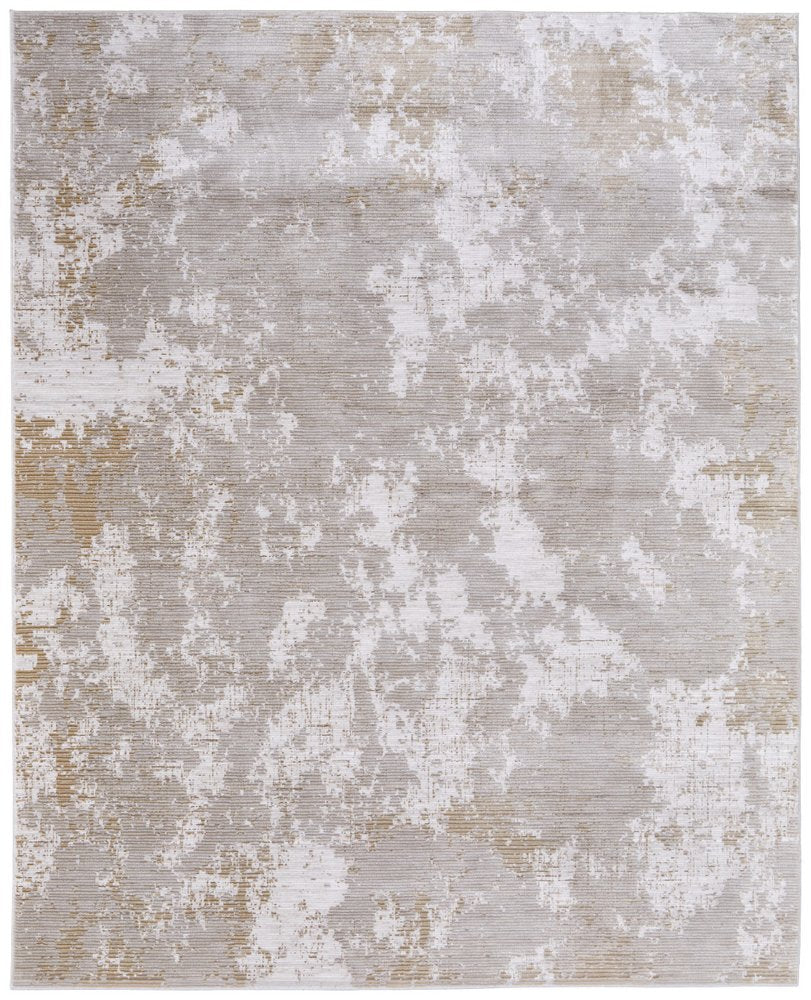 9' X 13' Gray Brown and Ivory Abstract Power Loom Area Rug