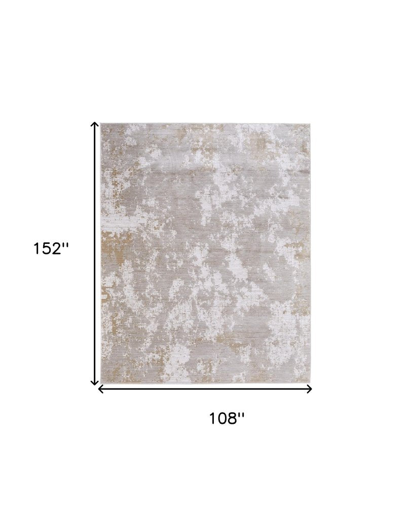 9' X 13' Gray Brown and Ivory Abstract Power Loom Area Rug