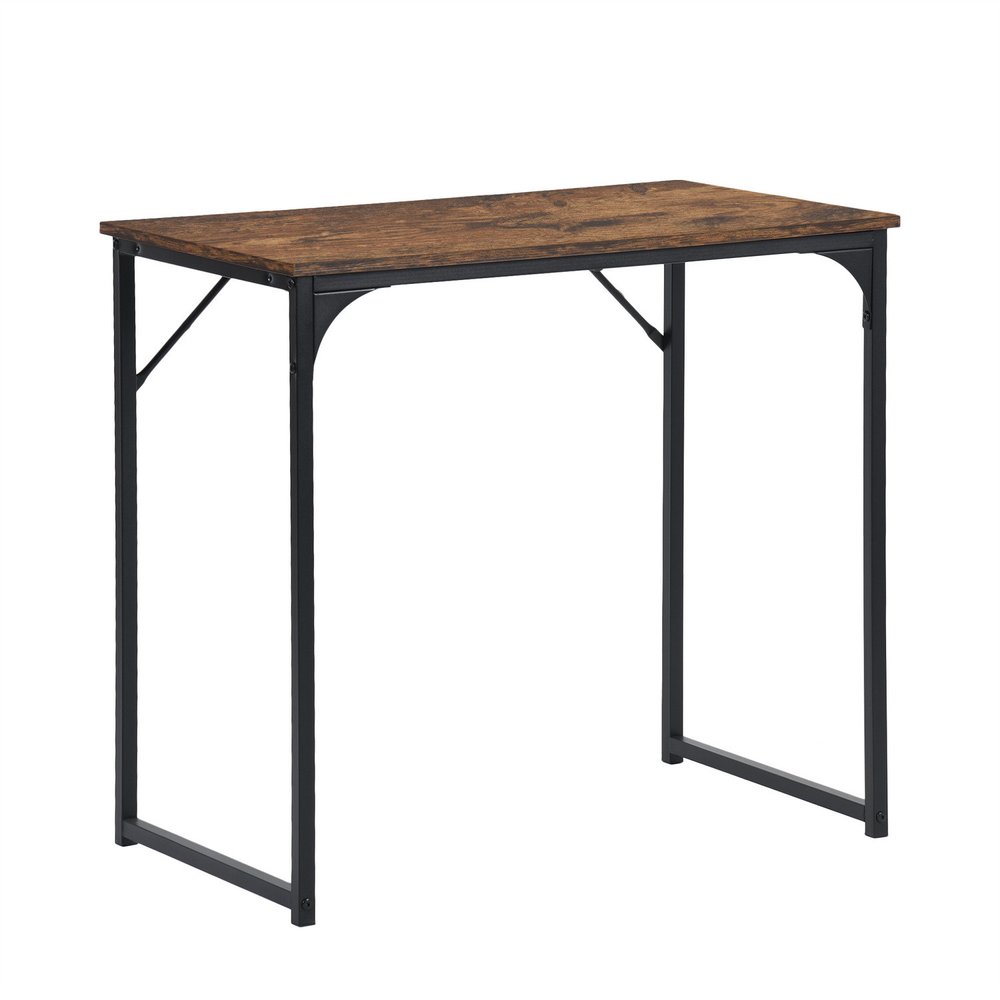 32" Brown and Black Wood and Metal H-Shape Computer Desk