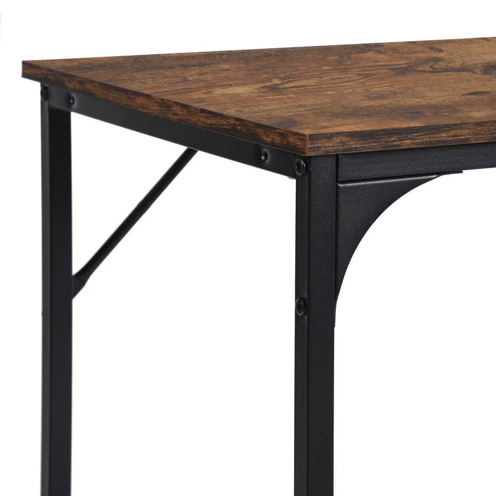 32" Brown and Black Wood and Metal H-Shape Computer Desk