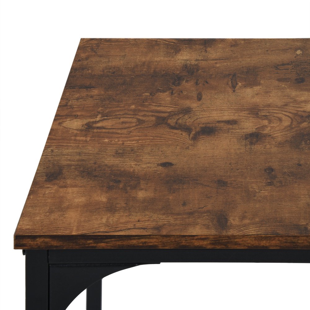 32" Brown and Black Wood and Metal H-Shape Computer Desk