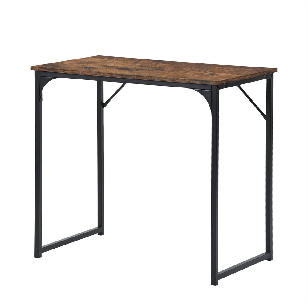 32" Brown and Black Wood and Metal H-Shape Computer Desk