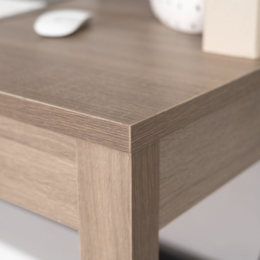 44" Oak and Black Wood and Metal Sled Computer Desk