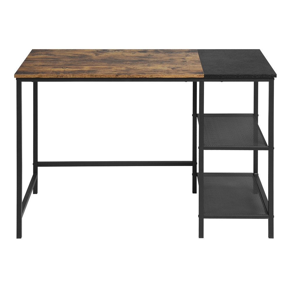 43" Brown and Black Wood and Metal H-Shape Computer Desk