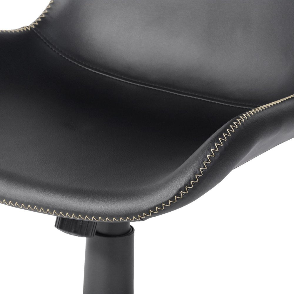 Black Upholstered Faux Leather and Steel Adjustable Swivel Rolling Office Chair