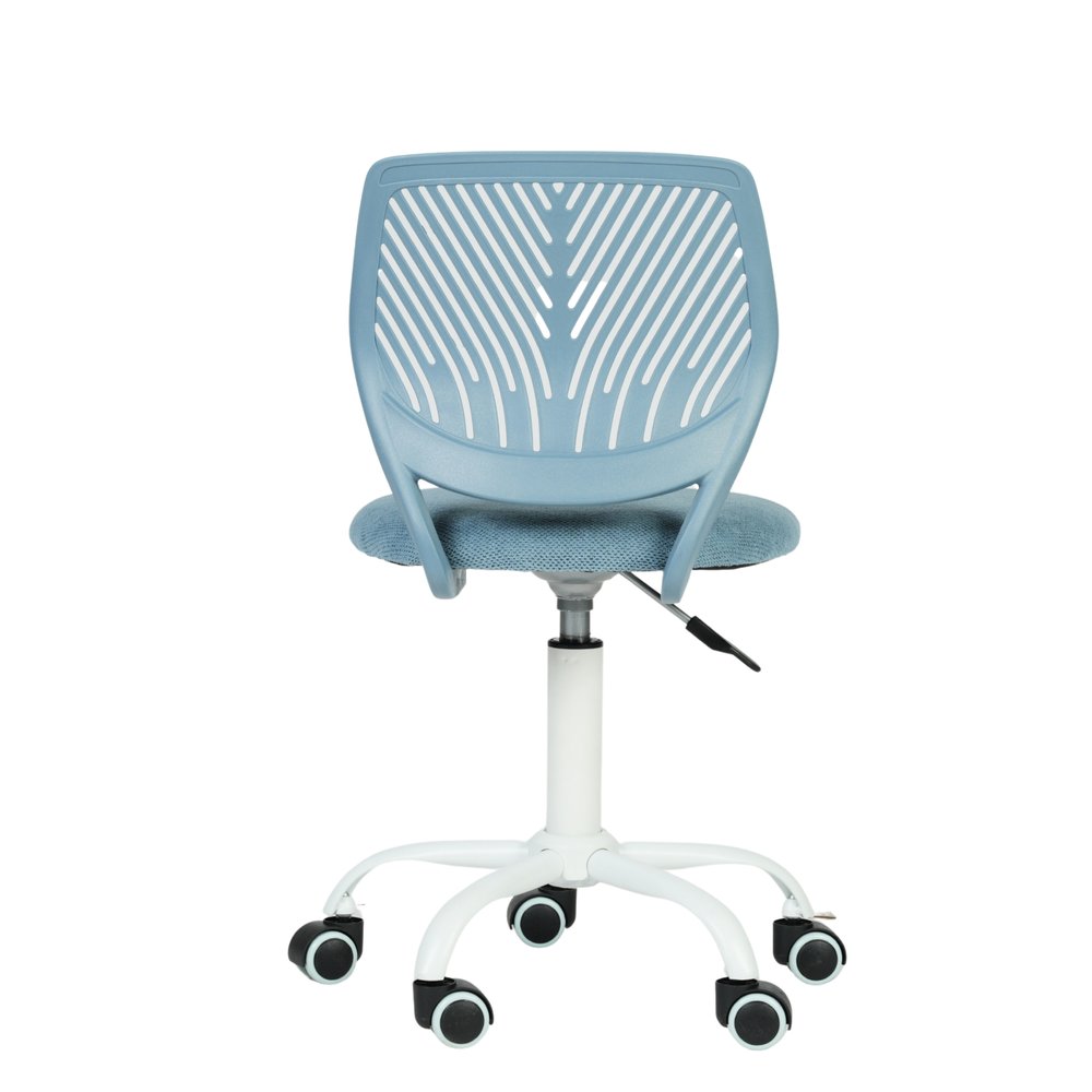 Cyan Blue and White Adjustable Height Swivel Rolling Office Chair
