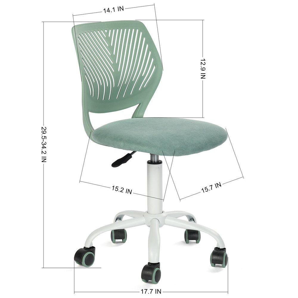 Teal and White Adjustable Height Swivel Rolling Office Chair