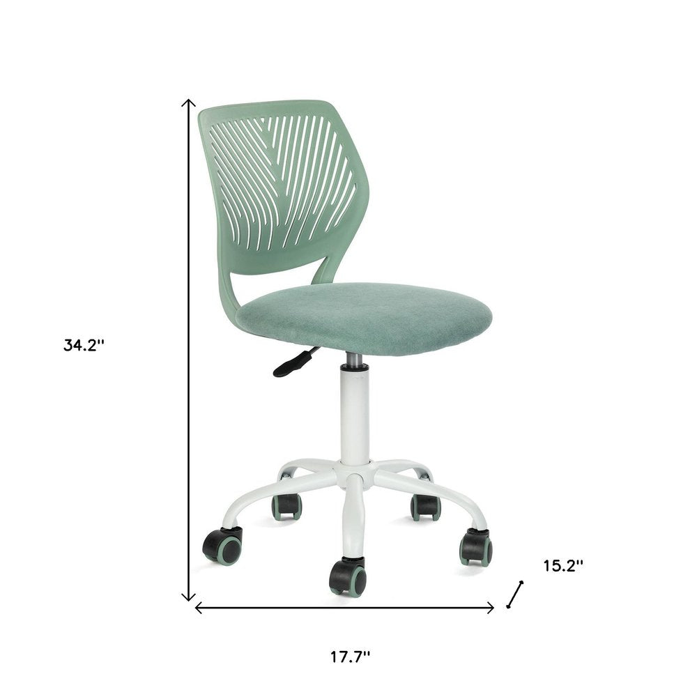Teal and White Adjustable Height Swivel Rolling Office Chair