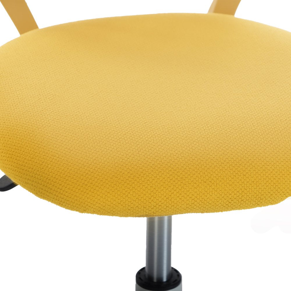 Yellow and White Adjustable Height Swivel Rolling Office Chair
