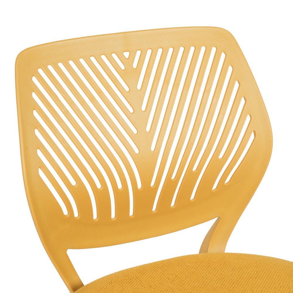 Yellow and White Adjustable Height Swivel Rolling Office Chair