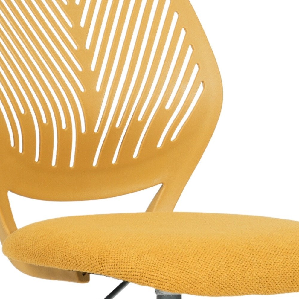 Yellow and White Adjustable Height Swivel Rolling Office Chair