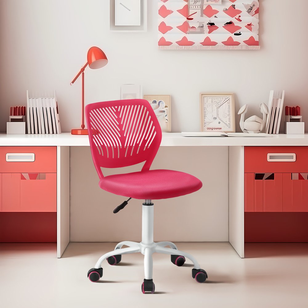 Cyan Blue and White Adjustable Height Swivel Rolling Office Chair