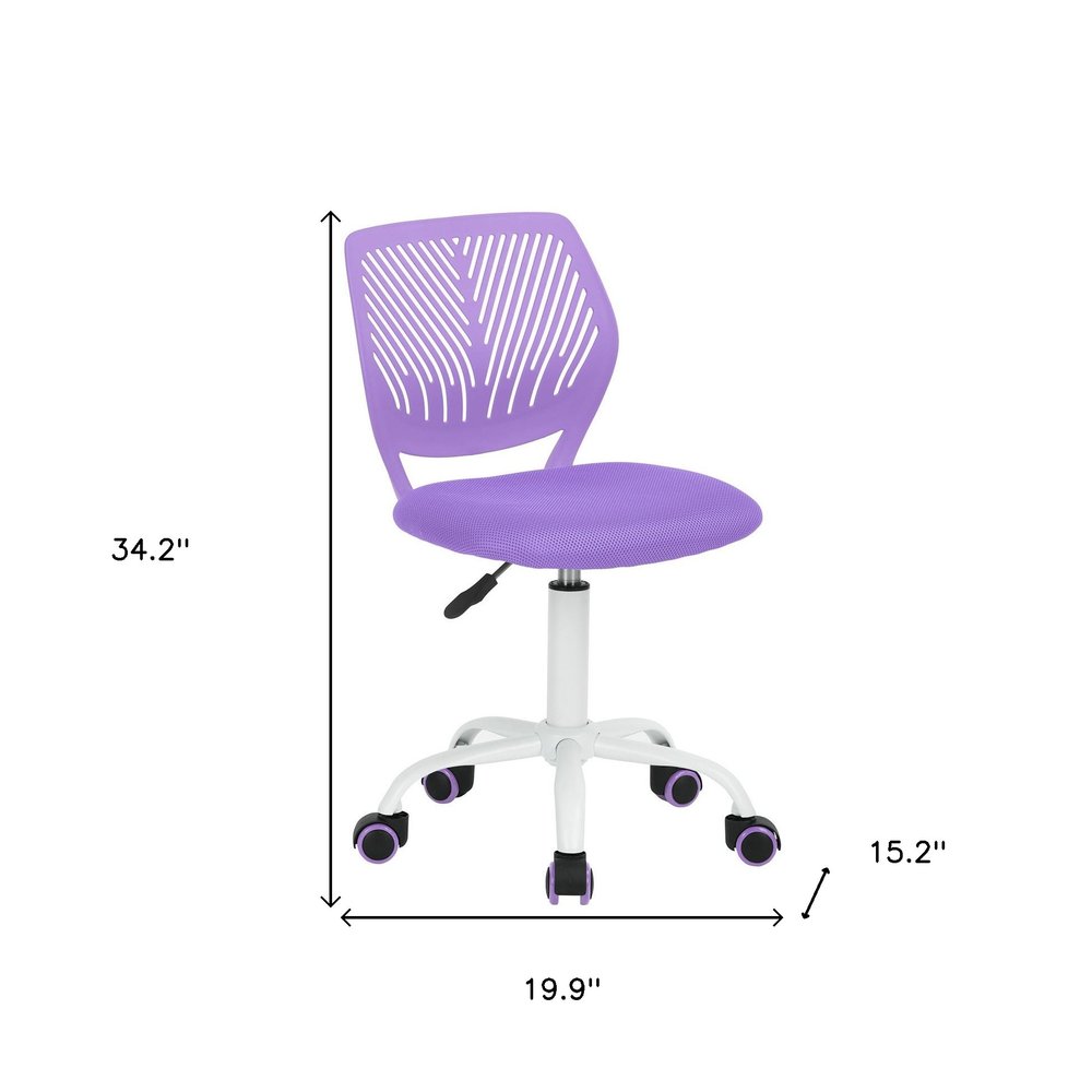 Cyan Blue and White Adjustable Height Swivel Rolling Office Chair