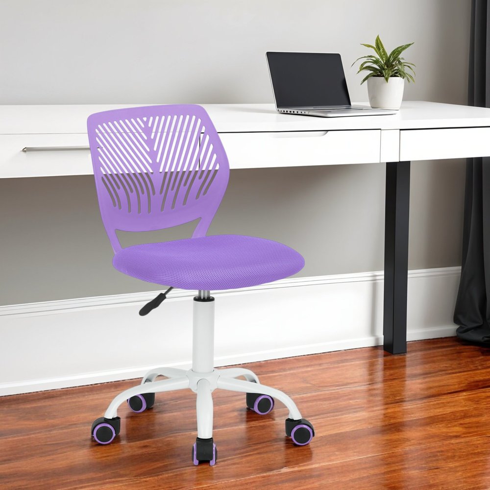 Cyan Blue and White Adjustable Height Swivel Rolling Office Chair
