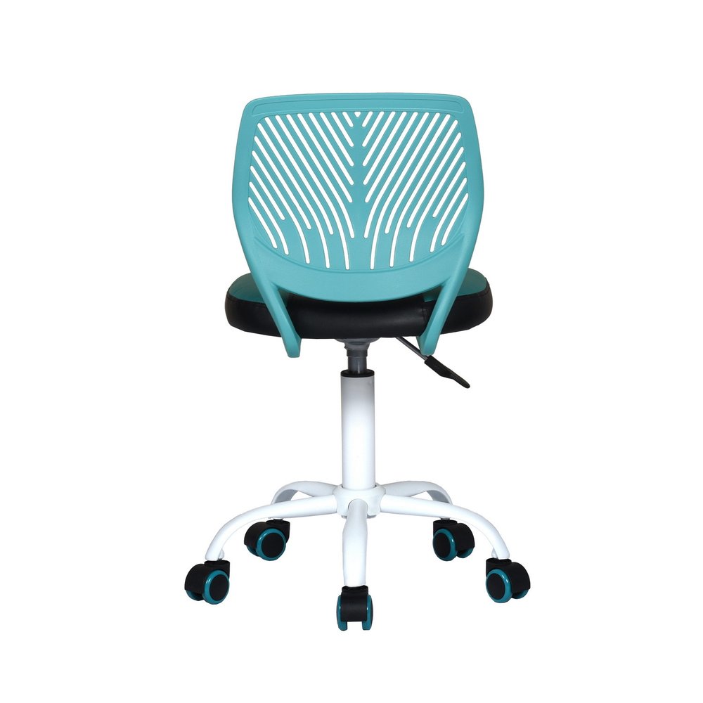 Blue Black and White Adjustable Height Swivel Rolling Office Chair