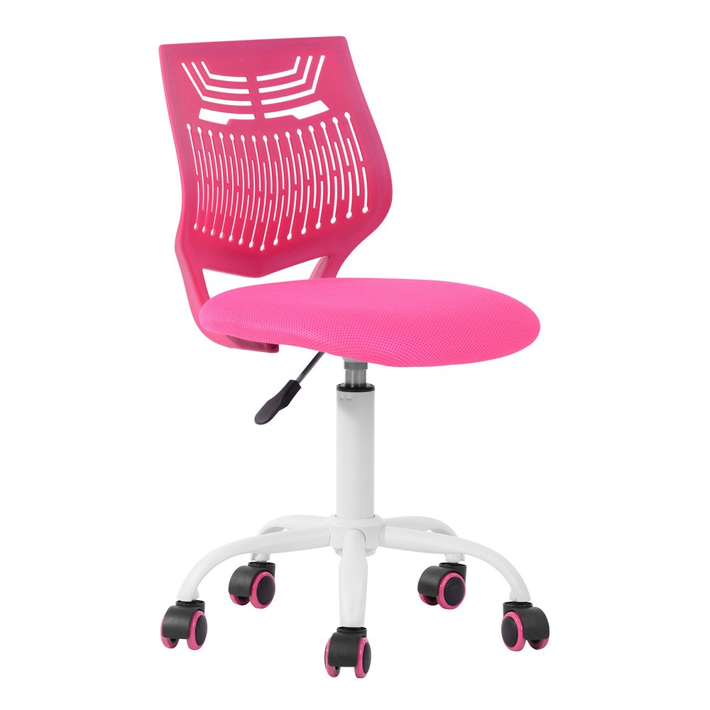 Purple and White Adjustable Height Swivel Rolling Office Chair