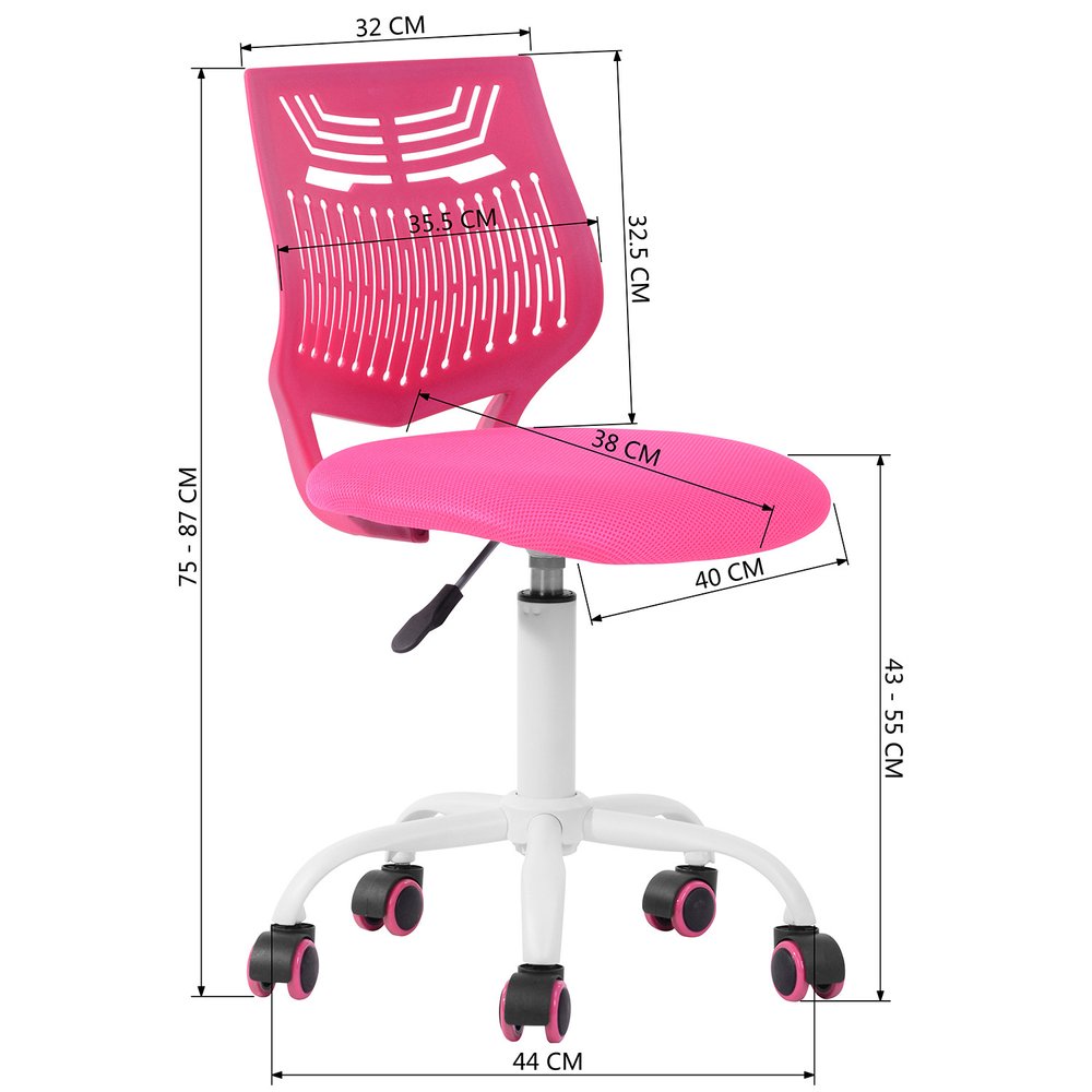 Purple and White Adjustable Height Swivel Rolling Office Chair
