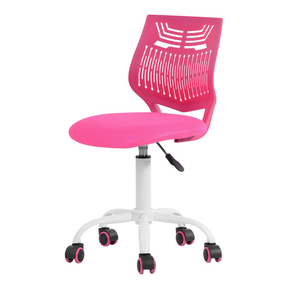 Purple and White Adjustable Height Swivel Rolling Office Chair
