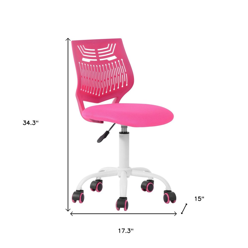 Purple and White Adjustable Height Swivel Rolling Office Chair