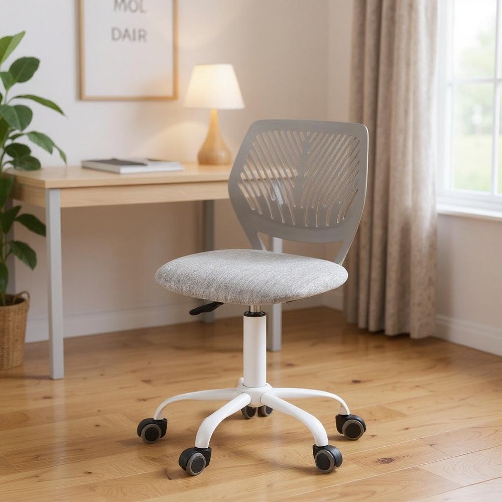 Gray and Black Adjustable Height Swivel Rolling Office Chair