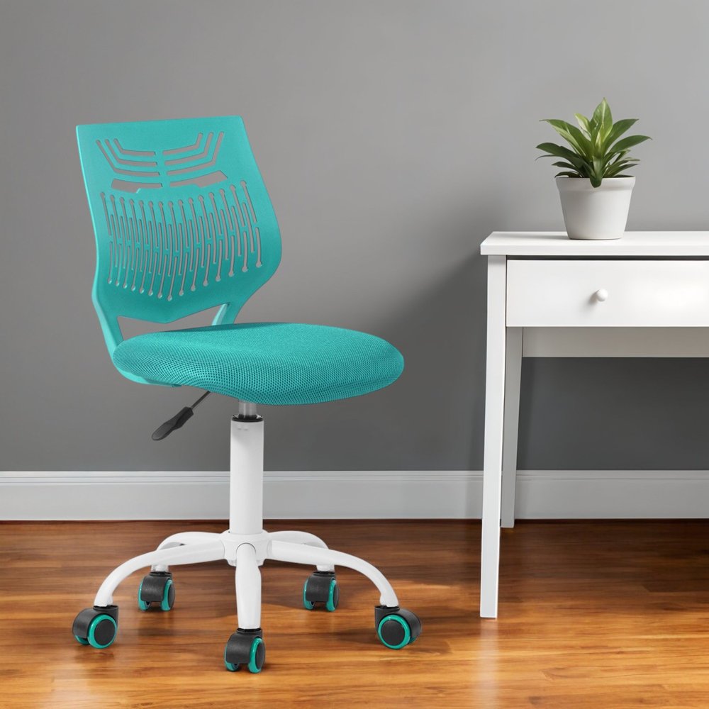 Purple and White Adjustable Height Swivel Rolling Office Chair