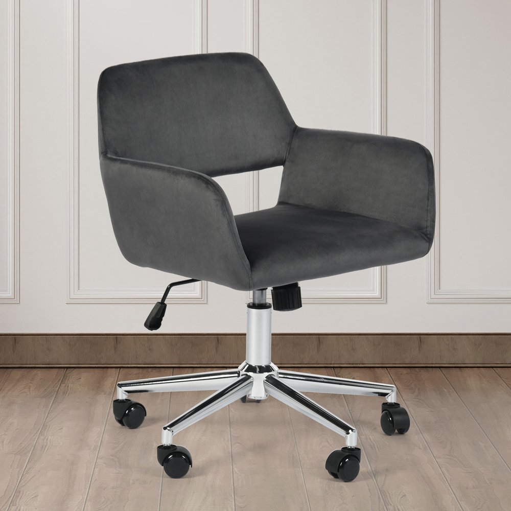 Gray and Silver Adjustable Height Swivel Rolling Office Chair