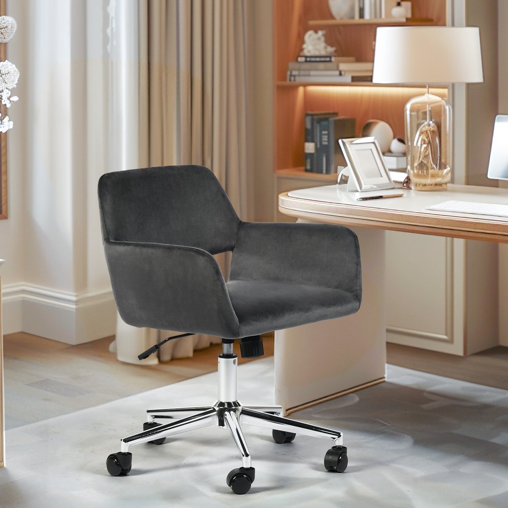 Gray and Silver Adjustable Height Swivel Rolling Office Chair