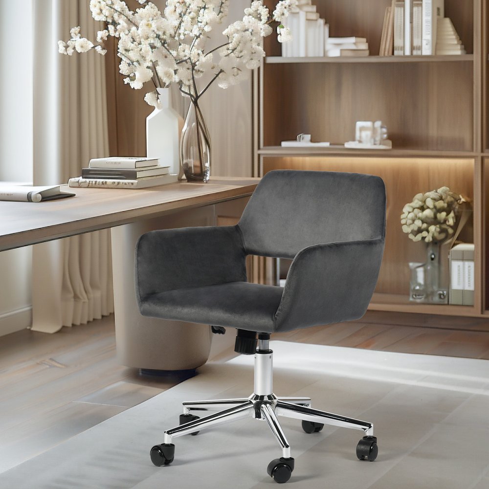 Gray and Silver Adjustable Height Swivel Rolling Office Chair