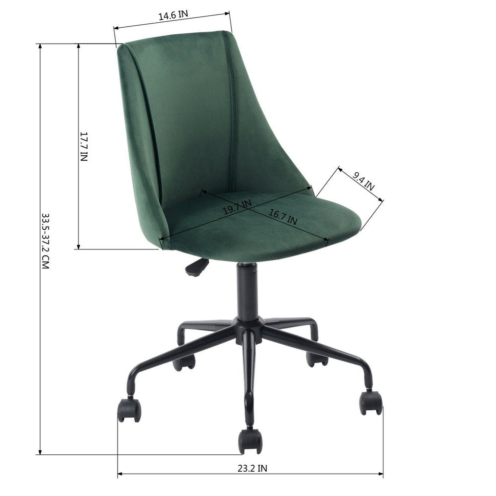 Green and Black Adjustable Height Swivel Rolling Office Chair