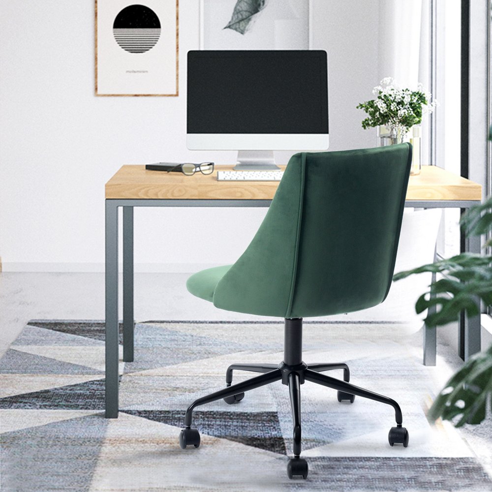 Green and Black Adjustable Height Swivel Rolling Office Chair
