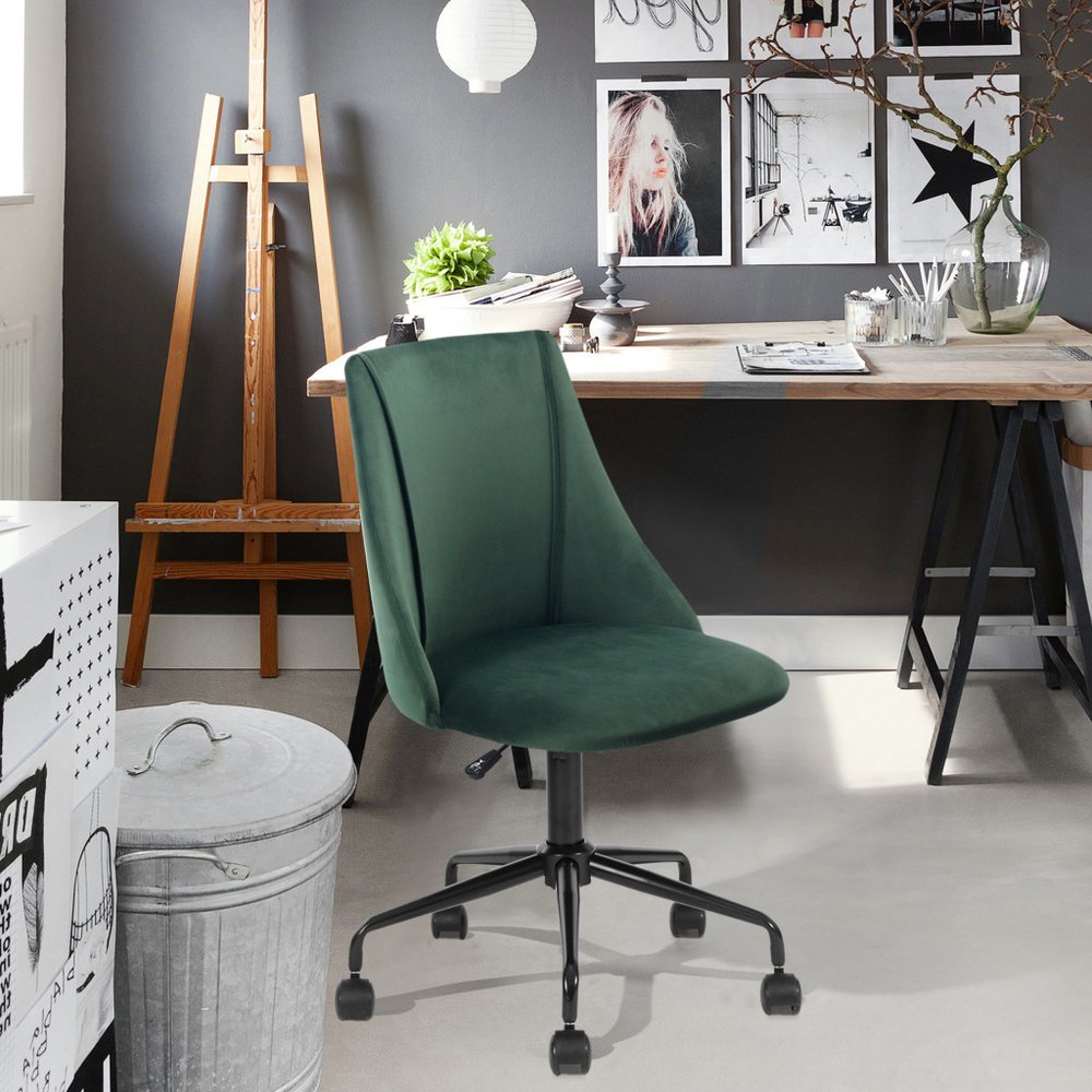Green and Black Adjustable Height Swivel Rolling Office Chair