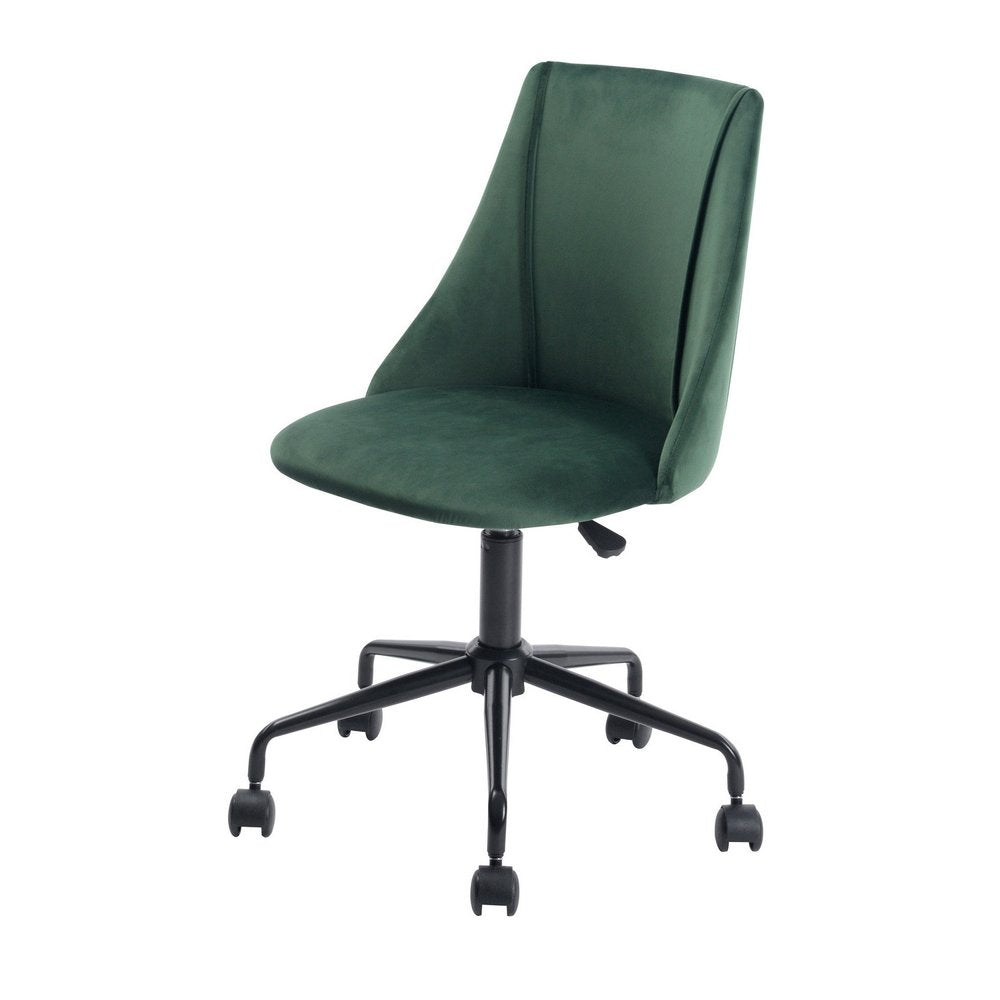 Green and Black Adjustable Height Swivel Rolling Office Chair
