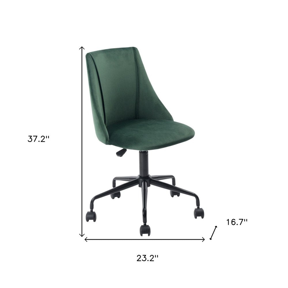 Green and Black Adjustable Height Swivel Rolling Office Chair