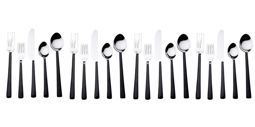 Matte Black Stainless Steel Twenty Piece Hand Forged Flatware Set