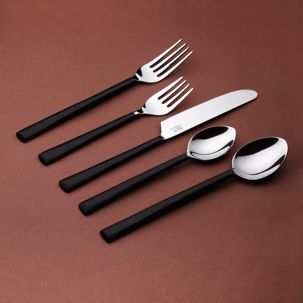 Matte Black Stainless Steel Twenty Piece Hand Forged Flatware Set