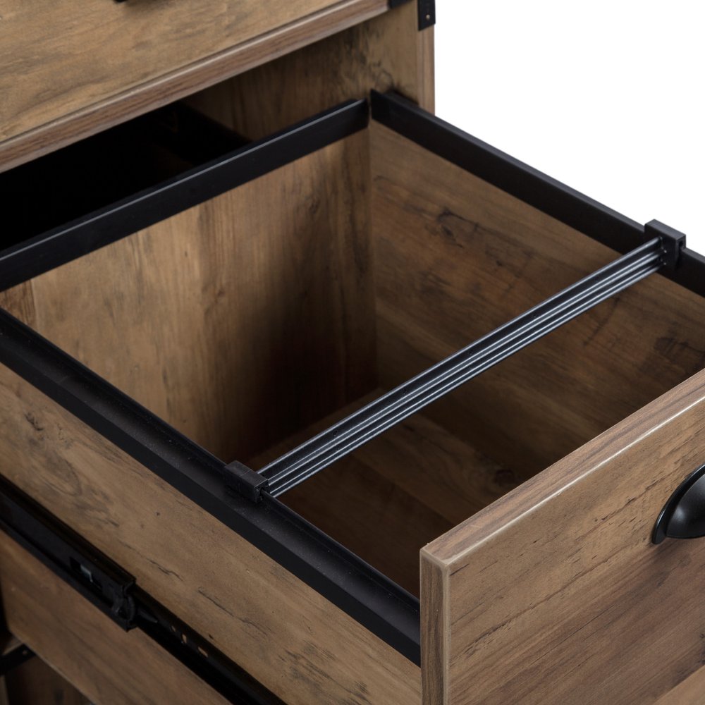 Escritorio de computadora con pedestal de madera de roble de 59" y cuatro cajones