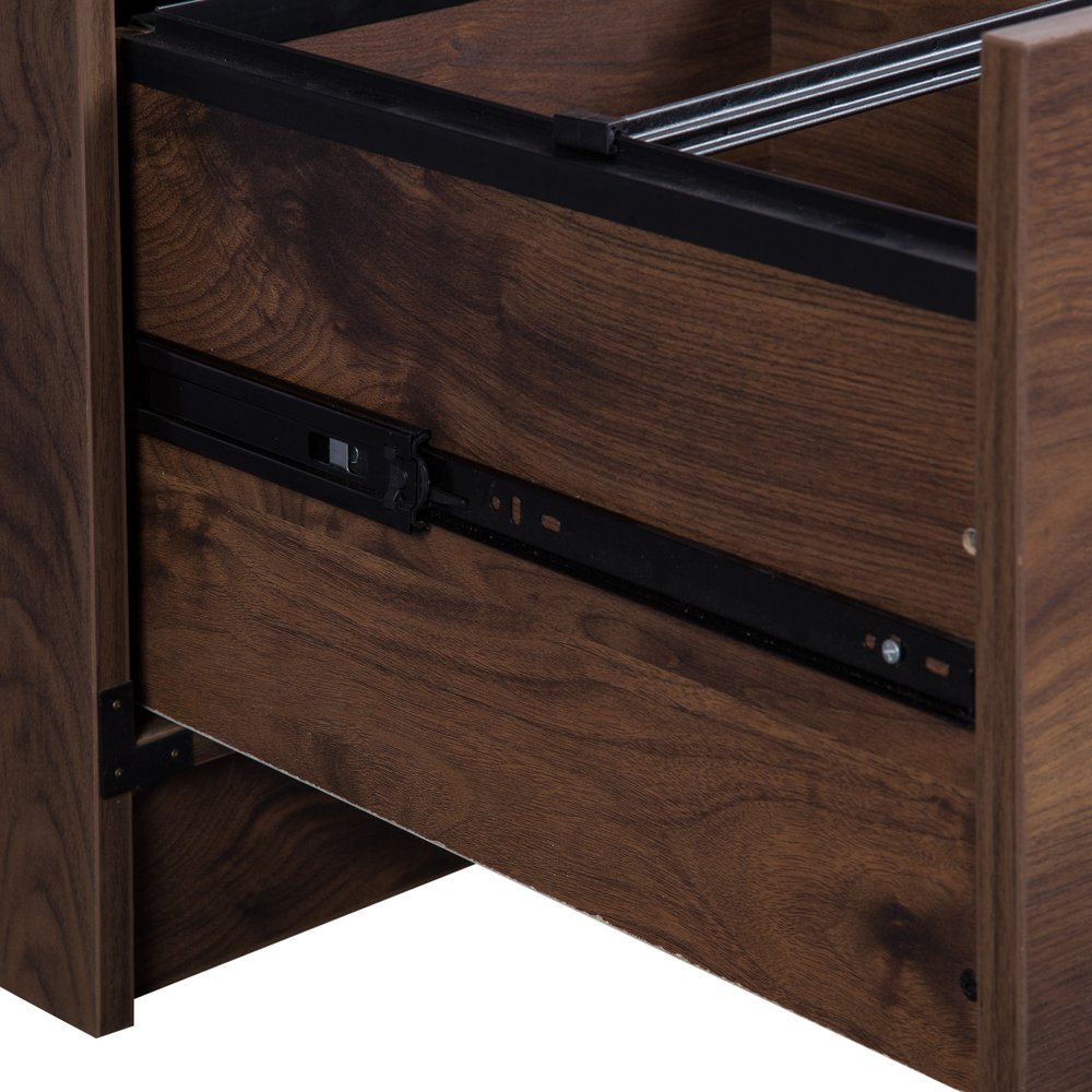 Escritorio de computadora con pedestal de madera de nogal de 59" y cuatro cajones