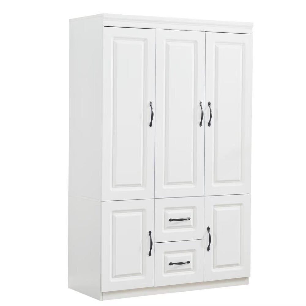 74" White Five Door Two Drawer Combo Dresser