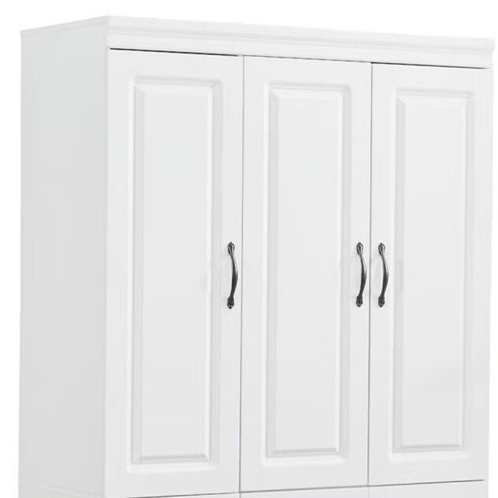 74" White Five Door Two Drawer Combo Dresser