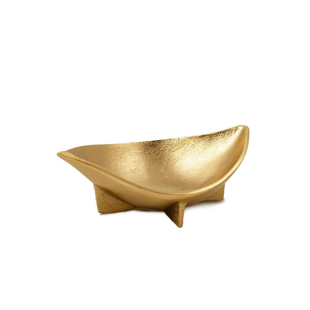 Cuenco central ovalado de aluminio dorado de 12" con forma de ojo