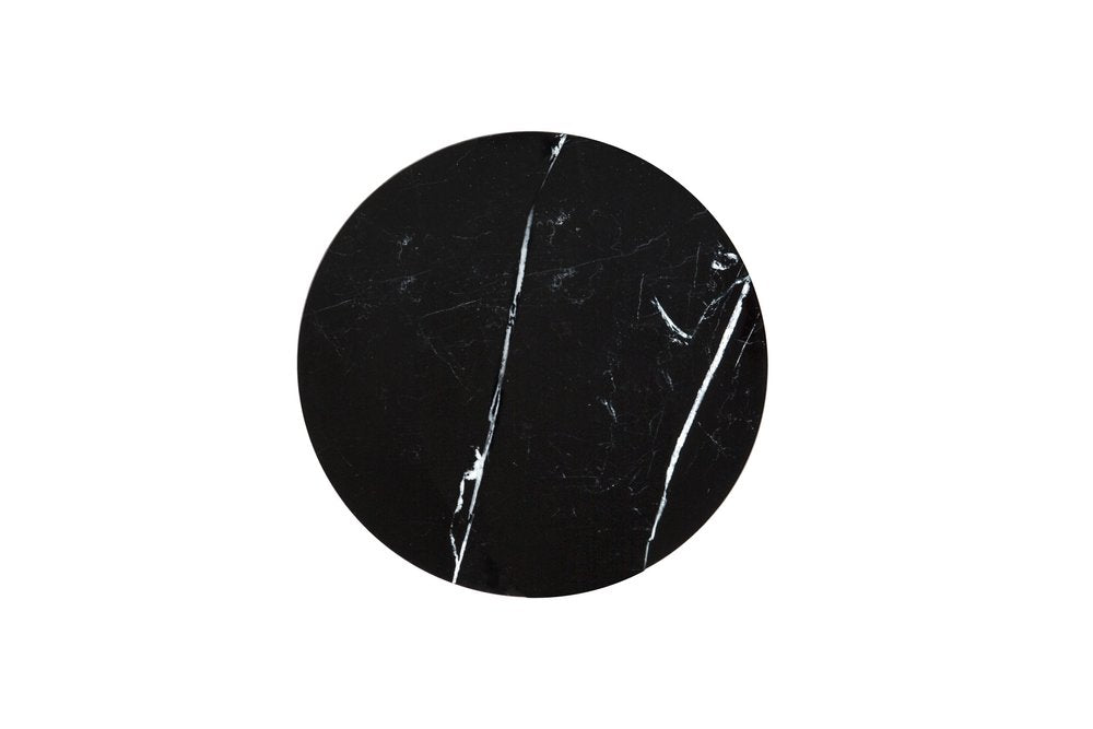 20" Black and Silver Mirrored Marble and Glass Round End Table
