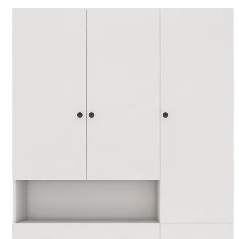 74" White Four Door Three Drawer Combo Dresser